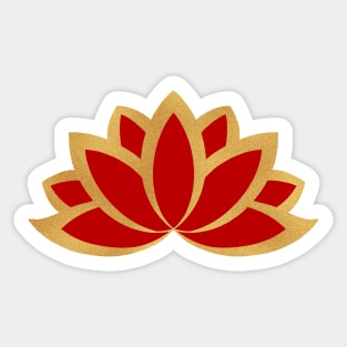 Red and gold lotus design , Traditional lotus Sticker